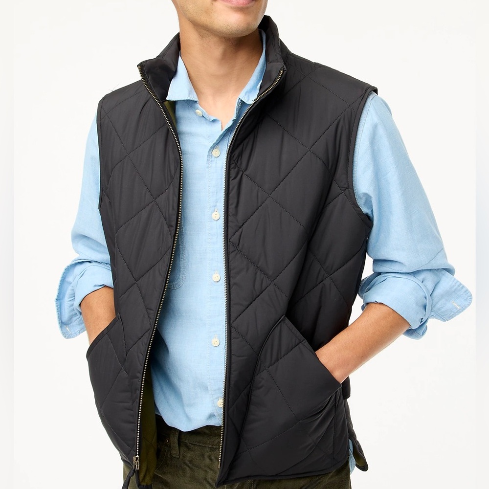 J Crew Factory Quilted Walker Vest - Small Black